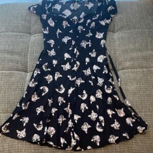 Hot Topic Black and White Cat Print Dress